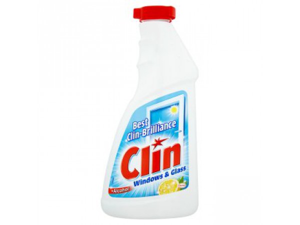 Clin Средство для мытья окон и стекол с содержанием спирта с ароматом лимона, сменная упаковка 500 мл